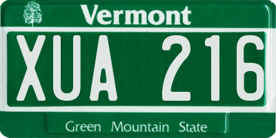 VT license plate XUA216