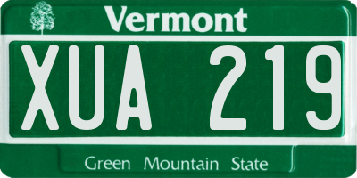 VT license plate XUA219