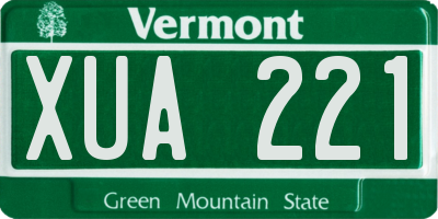VT license plate XUA221