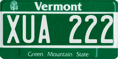 VT license plate XUA222