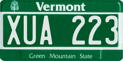 VT license plate XUA223