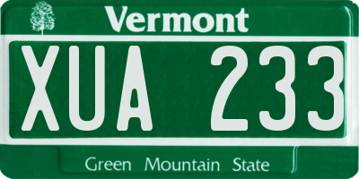 VT license plate XUA233