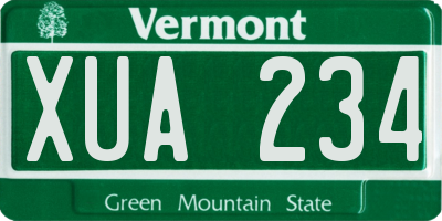 VT license plate XUA234