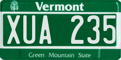 VT license plate XUA235