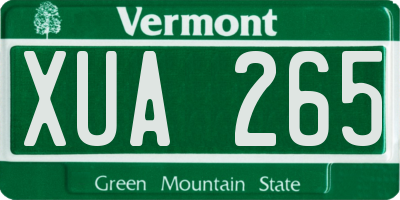 VT license plate XUA265