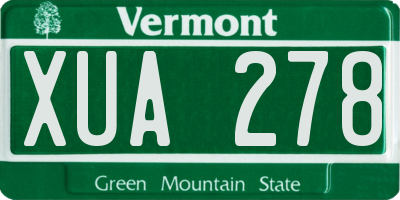 VT license plate XUA278