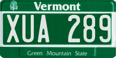 VT license plate XUA289