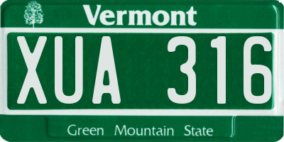 VT license plate XUA316