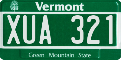 VT license plate XUA321