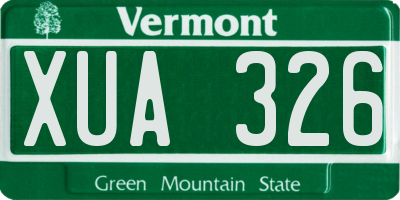 VT license plate XUA326