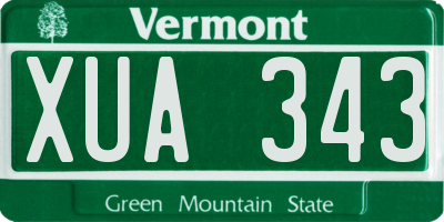 VT license plate XUA343