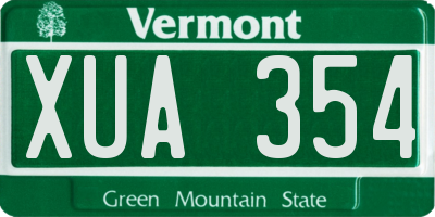VT license plate XUA354
