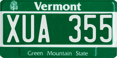 VT license plate XUA355