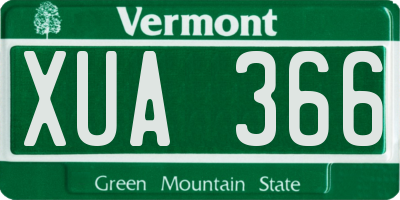 VT license plate XUA366