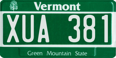 VT license plate XUA381