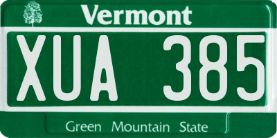 VT license plate XUA385