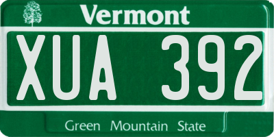 VT license plate XUA392