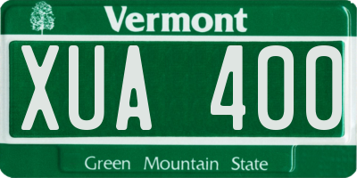 VT license plate XUA400