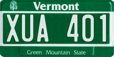 VT license plate XUA401