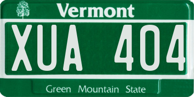 VT license plate XUA404
