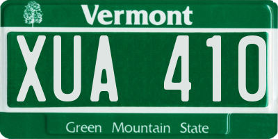 VT license plate XUA410