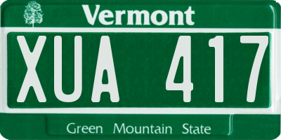 VT license plate XUA417