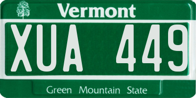 VT license plate XUA449
