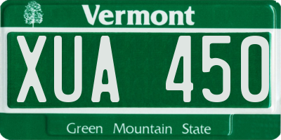 VT license plate XUA450