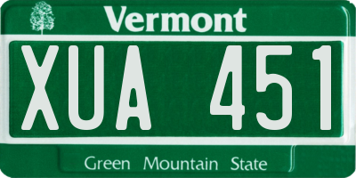 VT license plate XUA451
