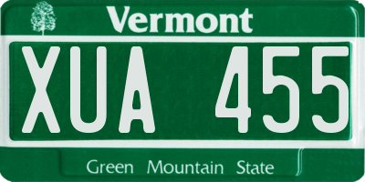 VT license plate XUA455