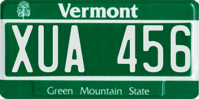VT license plate XUA456