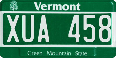VT license plate XUA458