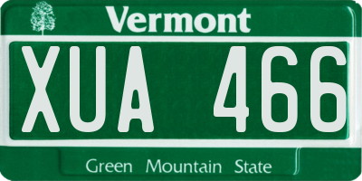 VT license plate XUA466