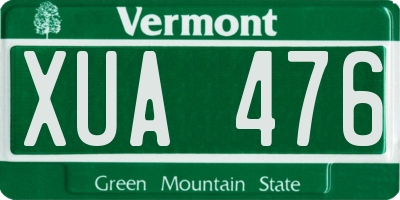 VT license plate XUA476