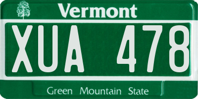 VT license plate XUA478