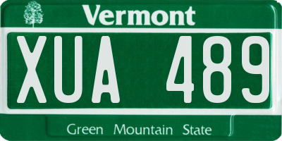 VT license plate XUA489