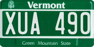 VT license plate XUA490