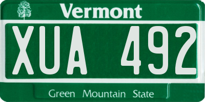 VT license plate XUA492
