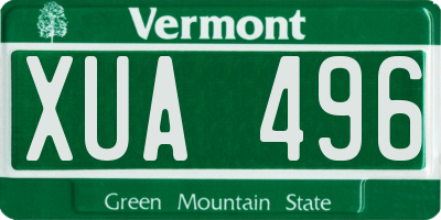 VT license plate XUA496