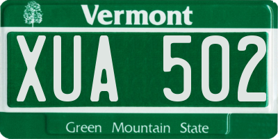 VT license plate XUA502