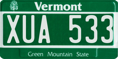 VT license plate XUA533