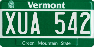 VT license plate XUA542