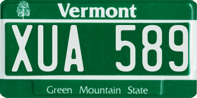 VT license plate XUA589