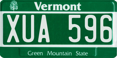 VT license plate XUA596