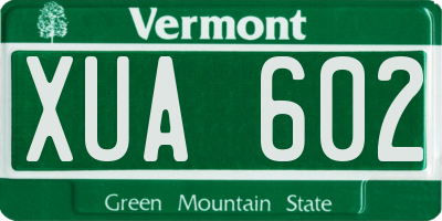 VT license plate XUA602