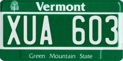 VT license plate XUA603