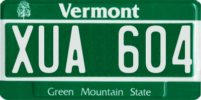 VT license plate XUA604