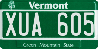 VT license plate XUA605