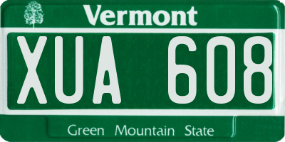 VT license plate XUA608