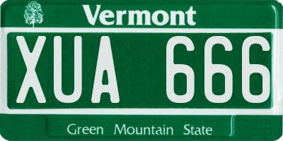 VT license plate XUA666
